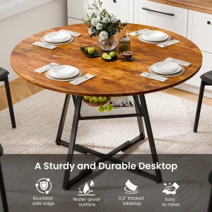 42IN to 47IN Round Dining Table for 4-6 Space Saving Kitchen Table