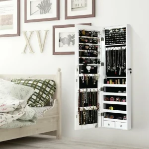 Jewelry Cabinet Wall Mounted Full Length Mirror w/Light