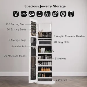 Jewelry Armoire freestanding full-length cabinet with built-in light