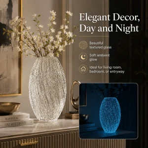 Glass Vase Glowing Wave Decor Modern Art